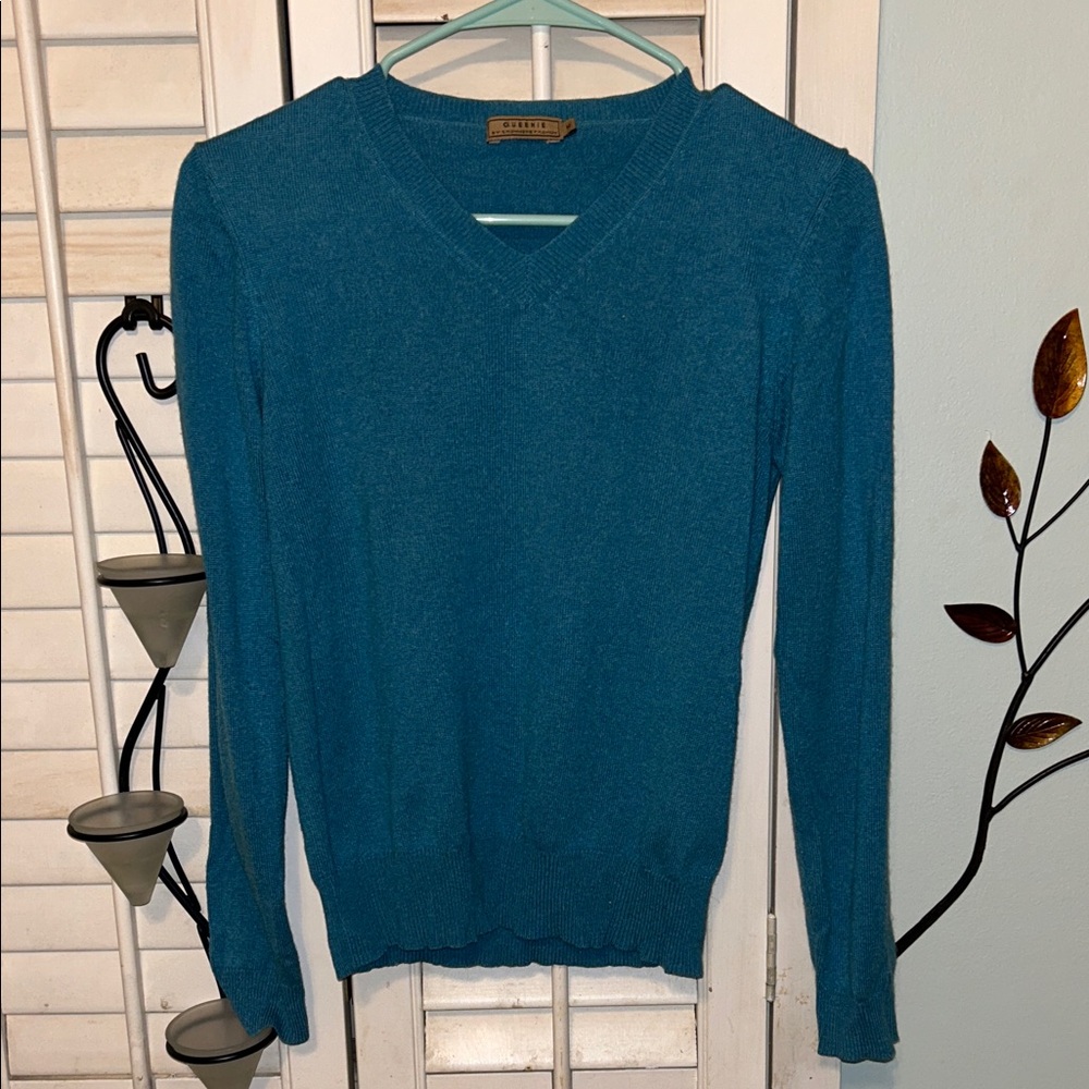 Coldwater Creek Teal V-Neck Sweater